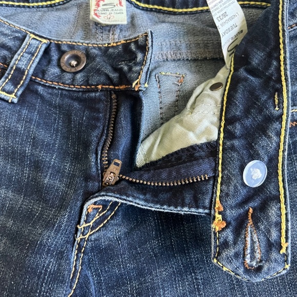 Silver Jeans Womens 28 x 33 Tuesday Low Rise Embroidered Boot Cut Dark Wash Blue - Picture 3 of 16